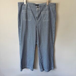 Talbots Size 16 Wide‎ Leg Trouser Jeans - Railroad Stripe